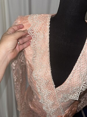 1980s JCPenney Peach Satin And Lace Long Sleeve Dress 7/8 Near Mint  Condition | eBay