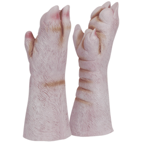 ADULT PIG HOOVES FEET LATEX SNOUT PIGGY HOG BOAR SWINE ANIMAL COSTUME GLOVES - Afbeelding 1 van 1