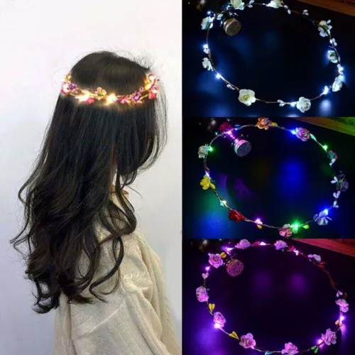 10-50pcs LED Light Up Flower Floral Headband Crown Garland Xmas Wedding UK - Picture 2 of 15