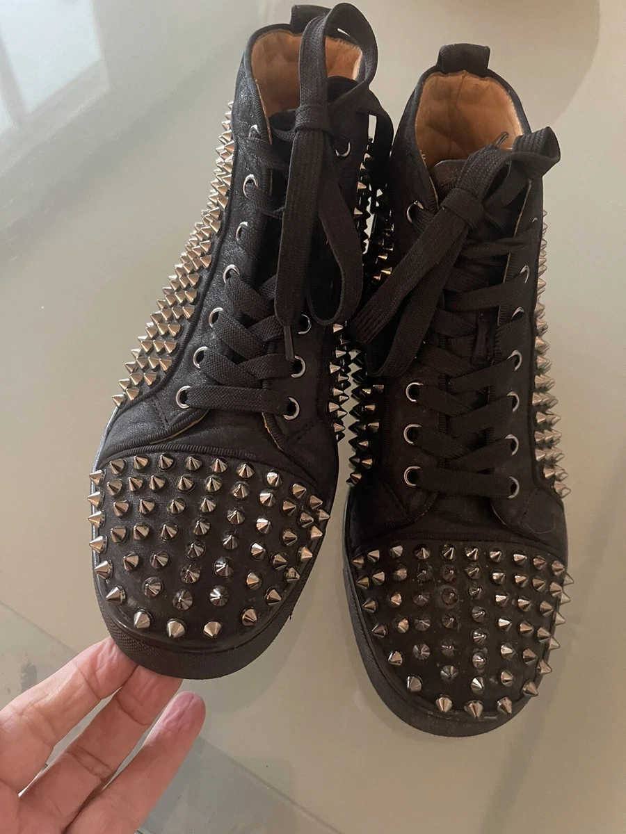 Christian Louboutin Astroloubi Spiked Leather and Mesh Sneakers