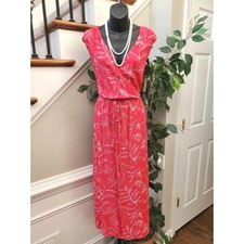 Old Navy Women's Red Floral 100% Rayon Sleeveless V-Neck Long Maxi Dress Size XL