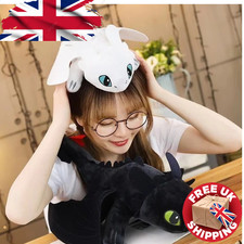 Giant Dragon Plush Toy Kawaii Black White Dinosaur Stuffed Animal Kids Gift UK