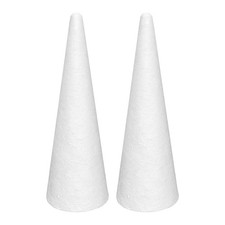 Foam Cones for DIY Arts and Crafts 4.65 x 15.7 in, 2 Pack , White Polystyren...
