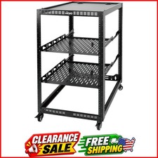 20U Open Frame Network Rack for IT  AV Gear, 4-Post With Casters, Mobile Wit...