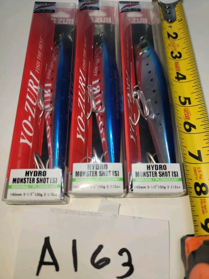 Yo zuri Hydro Monster Shot S lure Lot 3oz 1/2 100g 3 Sinking  Blue & Silver  - Image 3 of 4