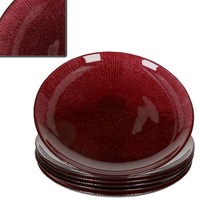 6X Suez Kuchenteller Ø21,2Cm Glas Rot Goldglitzer Dessertteller Weihnachten