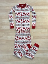 Hanna Andersson Organic Cotton Pajama set Christmas Reindeer Size 130 sz 8