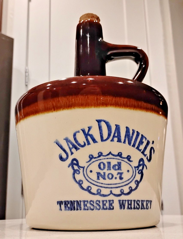 Jack Daniel's Stoneware USA Pottery Handle Whiskey Bottle "We Make It" Cork Jug