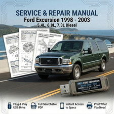 FORD EXCURSION 1998 1999 2000 2001 2002 2003 SERVICE REPAIR WORKSHOP MANUAL USB
