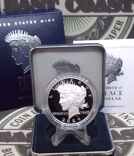 2024 "S" PROOF Silver PEACE Dollar $1 Box & COA *SAN FRANCISCO* ECC&C, Inc.