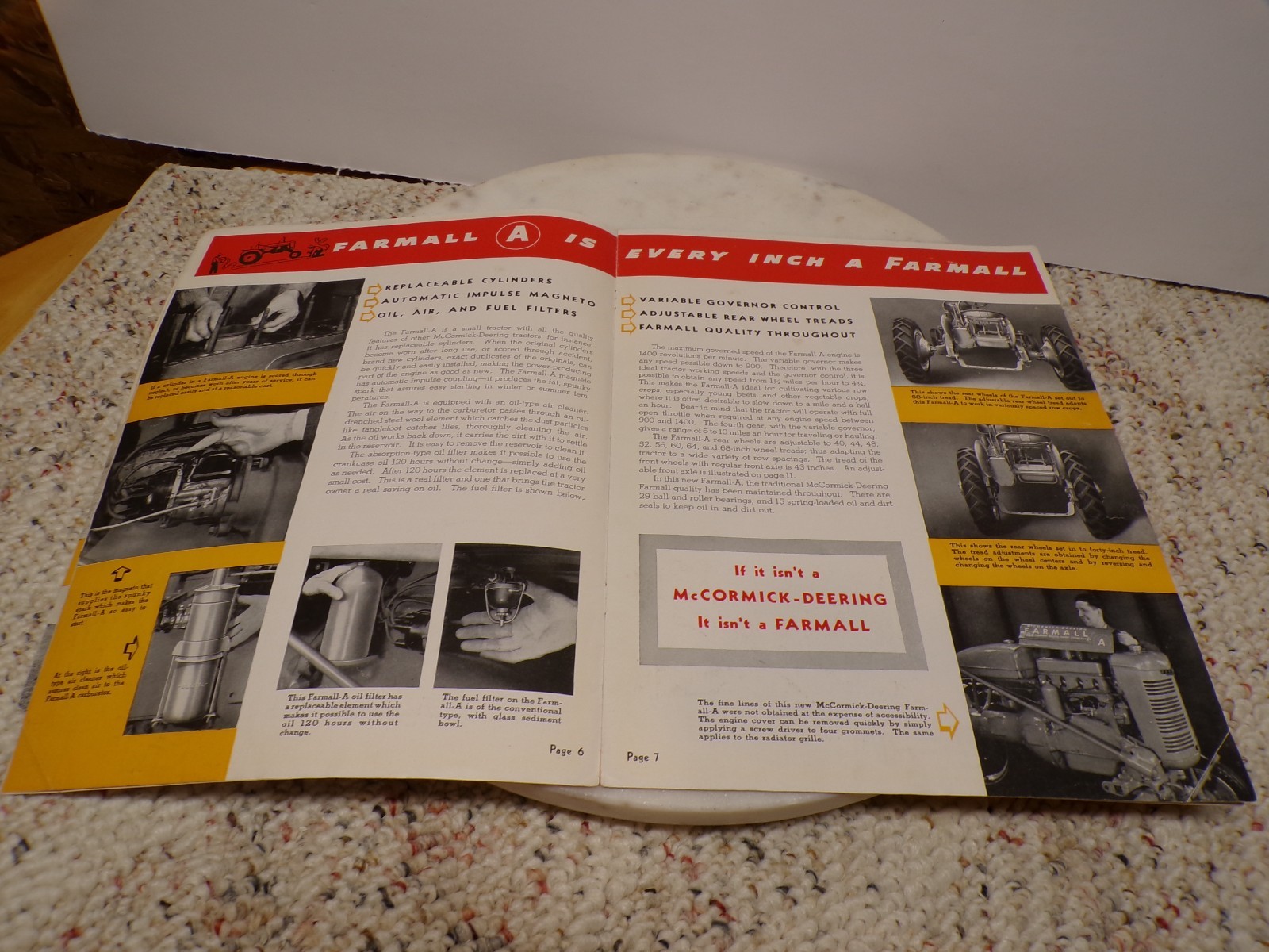 McCormick-Deering Farmall A One-Row Tractor W/Culti-Vision IH Booklet A-433-CC