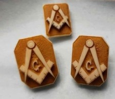 Vintage Masonic Cufflinks And Tie Pin - SILVER Marked