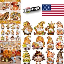 Fall Thanksgiving Gnomes Wooden Ornaments 24 Pieces Autumn Colors for Home Decor