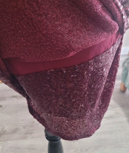NWT Sequin Dress Cranberry Size Lrg Bodycon Side Ruching EMERALD SUNDAE Macy's - Picture 13 of 19