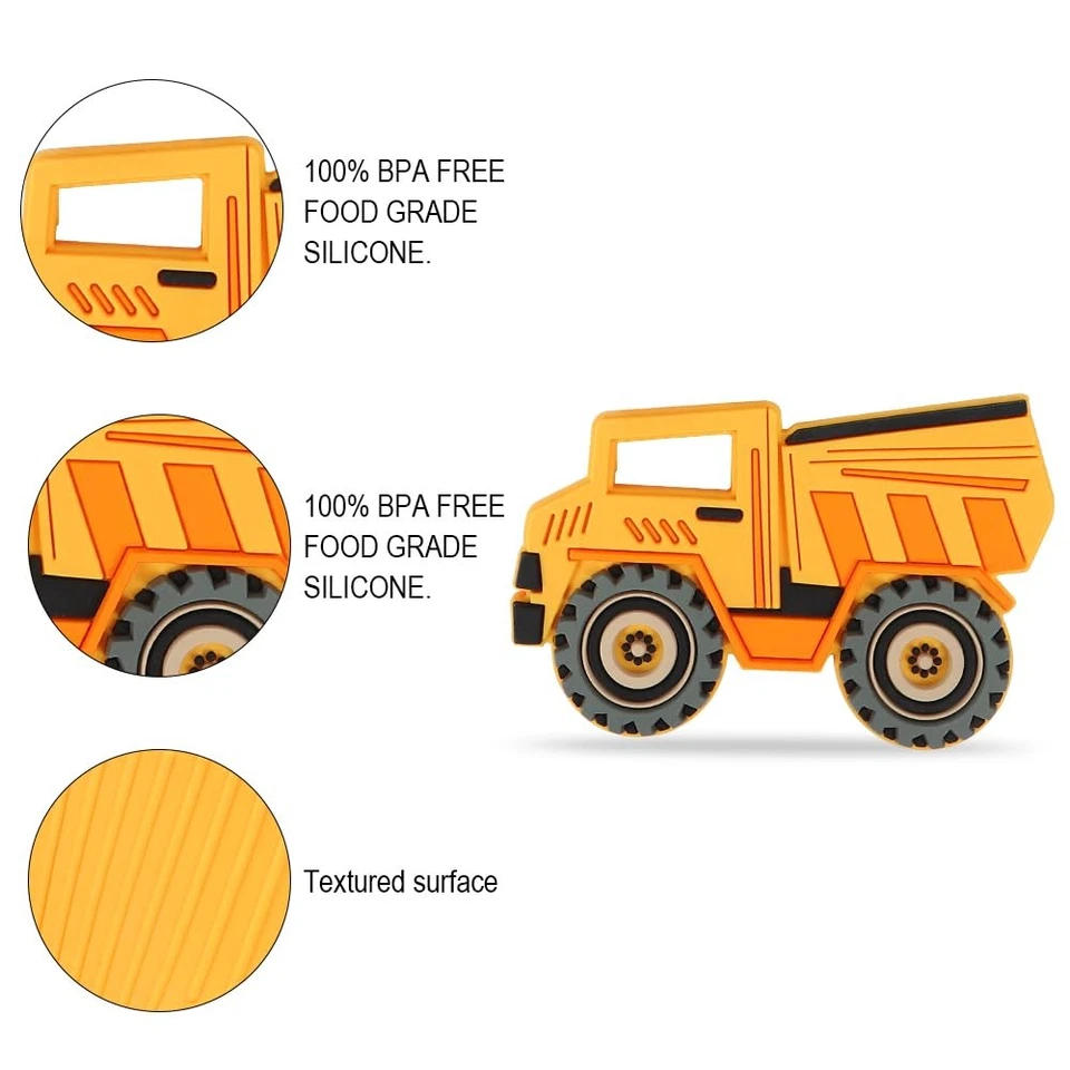 Baby Food Grade Silicone Carrier Vehicle Teether Toy with Pacifier Clip Holde... - Image 2 of 4