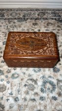 Beautiful Vintage Hand Carved Wood Trinket Jewelry Storage Keepsake Box 6x4