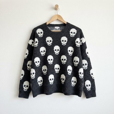 NWT Studio B by Bobeau Plus Size 2X Punk Skull Print Cozy Knit Pullover Fuzzy