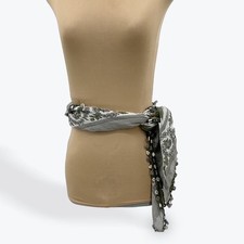 Vintage Super Apex-lis Scarf Gray Floral Crocheted Trim Turkish Head Neck