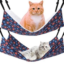 Cat Hammock for Cage Hanging Reversible 2Pack,Pet Hammock Bed Adjustable,Soft...