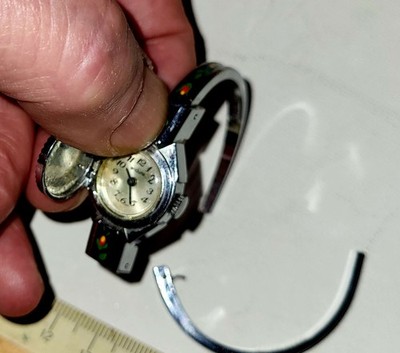 armbanduhr damen, Emaille Uhr aufklappbar, Endura Swiss, ca. 1970 Handaufzug...