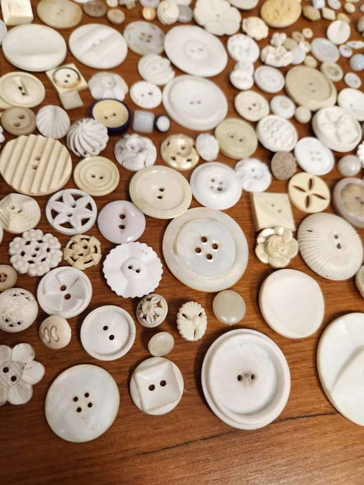 Button Lot of 240+ Pieces Whites And Creams Assorted Vintage & Antique - Image 3 of 4