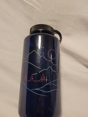 Nalgene Retro Mountain Forest Blue Wide Mouth  32oz 1L Water Bottle BPA Free