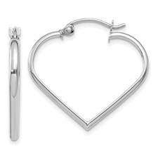 23mm 14k White Gold 2mm Heart Hoop Earrings