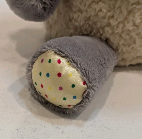Hallmark 11" Agnello OH COSÌ BENEDETTO Peluche Imbottito Grigio Sherpa Pois Crema Croce - Foto 4 di 8