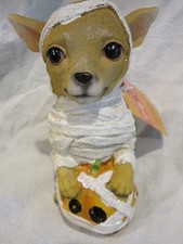 Spooky Village Halloween Chihuahua Dog Lights Up Mummy Costume Pumpkin
