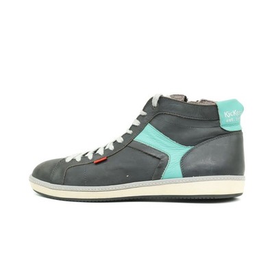 Kickers Damen High Top Sneaker Grau/Türkis Leder Echtleder, Farbakzent EU 39
