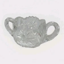 Beautiful VTG American Brilliant Cut Glass Sugar Bowl 2 Handled Pinwheel Pattern