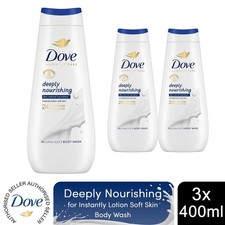 Image of Dove Advanced Care Body Wash 3x400ml – 24H Renewing Micromisture & Lotion