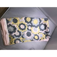 Vintage Retro Floral Square Scarf Pink Yellow Grey Mod Flower Print 28x28