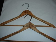 VINTAGE WOOD SUIT/CLOTHES HANGERS,PARIS AND RANDALL CLEANERS ADVERTISING
