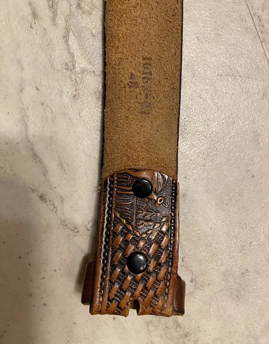 Vintage Old Tooled Leather Belt Deer Design Pattern Cowboy Western No Buckle 48 - Picture 2 of 4