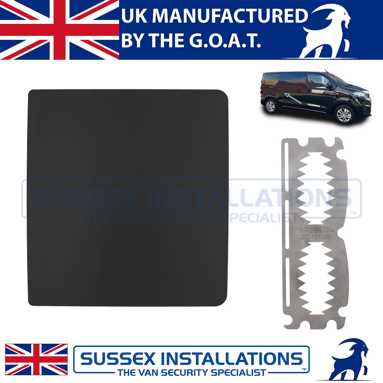 Van Security Plate For Dispatch Expert Proace Vivaro Scudo Right Side Door Black