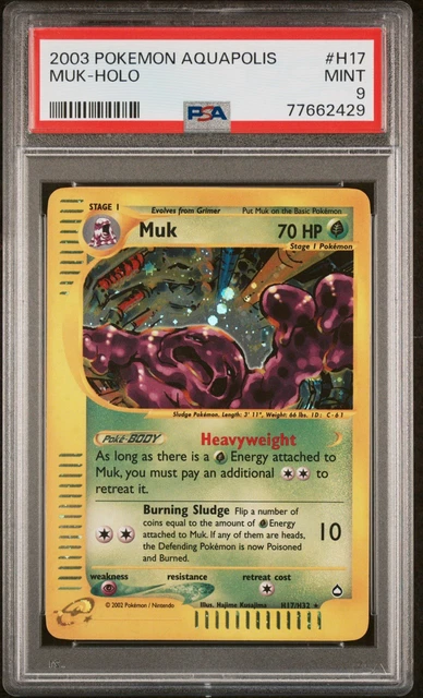 2003 Pokemon TCG Aquapolis Muk Holo Rare Pokemon Card H17/H32 PSA 9 English