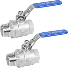 2 Pack Full Port NPT Ball Valve 1-1/4Inch - Male X Female 304 Stainless Steel He