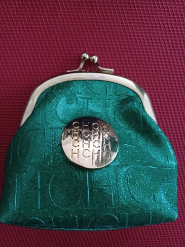 Carolina Herrera CH LOGO Green/Gold Small Coin Purse USED - Picture 6 of 7