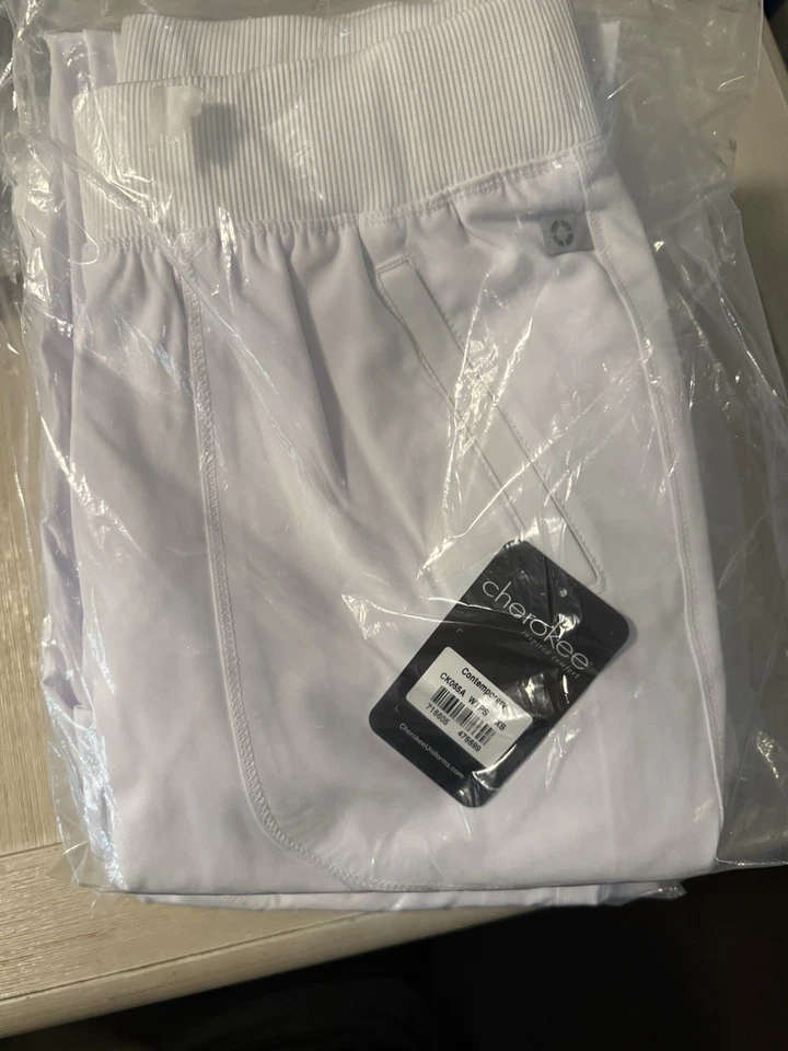 Infinity Women's Mid Rise Tapered Leg PullOn ScrubPant  XS White NEWFREESHIPPING - Image 4 of 4