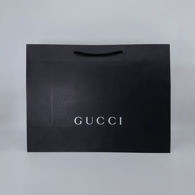 AUTHENTIC GUCCI Black White Logo Large 18.5 X 14 X 6.5 Paper Shopping Gift Bag