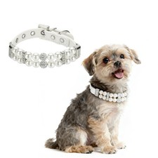 Pearl Dog Collar Pearl Cat Collar Necklace for Dogs S White
