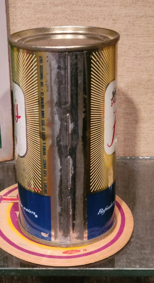 Lata de cerveza Hamms 1958 abierta inferior 11 onzas tapa plana San Francisco California #2 Foto 2 de 4