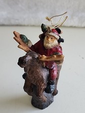 Big Sky Carvers Santa Riding Moose Ornament Bearfoots Jeff Fleming Resin Vtg3.5"