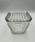 Vintage Anchor Hocking 1932 Design Ribbed 4.5” Square Refrigerator Dish W/Lid