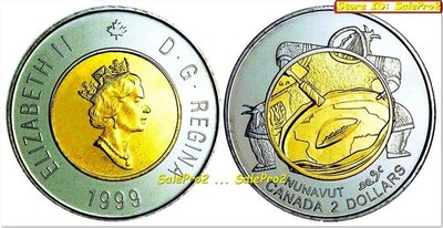 CANADA 1999 CANADIAN INDIANS NUNAVUT QUEEN ELIZABETH II RARE $2 TOONIE COIN UNC