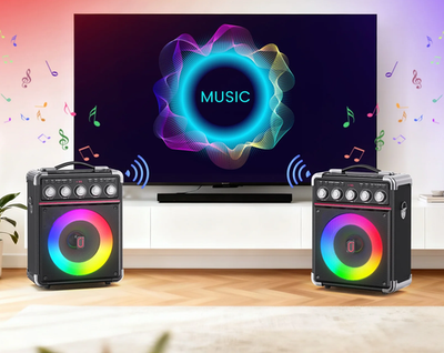 JYX TX05 Karaoke Machine, Portable Bluetooth Speaker with 2