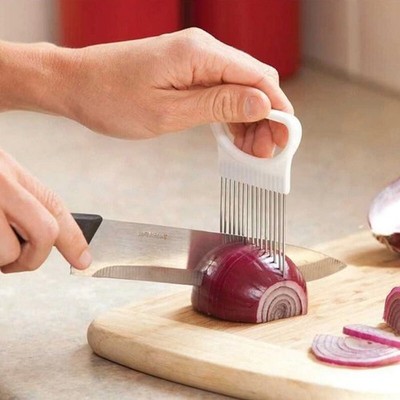 Edelstahl Zwiebelhalter Zwiebelschneider Schneidhilfe Zwiebelgabel Halter Slicer