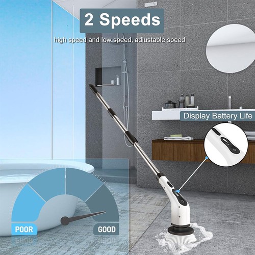 9 Heads Electric Spin Scrubber Cordless Bath Tub Power Scrubber Cleaning Brush - Picture 7 of 15