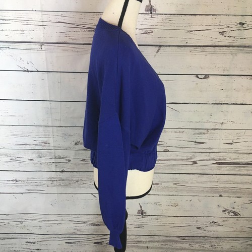 Abound V-Neck Cropped Knit Sweater Elastic Hem Blue Small NWT - Picture 6 of 7